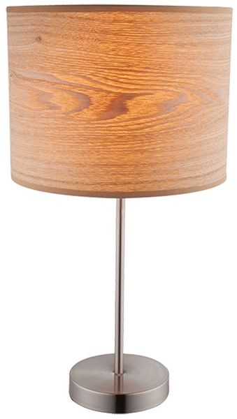 Tischleuchte, Holzoptik, Metall, Nickel matt, H 50cm