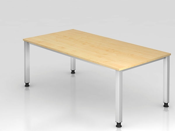 Schreibtisch QS2E 4-Fuß eckig 200x100cm Ahorn Gestellfarbe: Silber