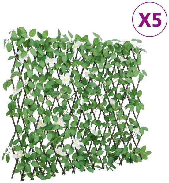 vidaXL Rankgitter mit Künstlichem Efeu 5 Stk. Erweiterbar 186x30 cm 366591