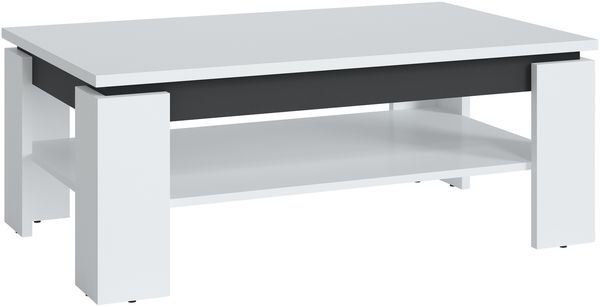Couchtisch >CAMPANIA< in Alpinweiß / Anthrazit Dekor - 110x43x67cm (BxHxT)