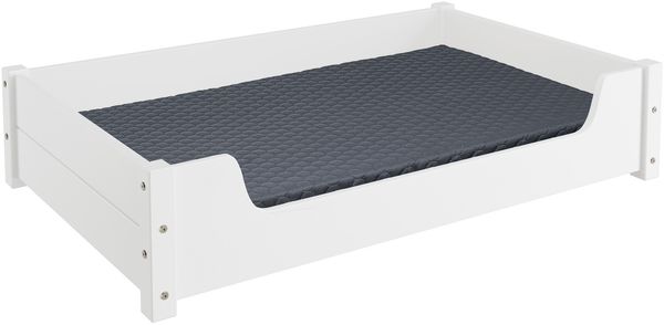 Hundebett für große Hunde 100x60 Kiefer weiß Tierbett V-30.32-W-100x60Rollrost und Matratze inkl.