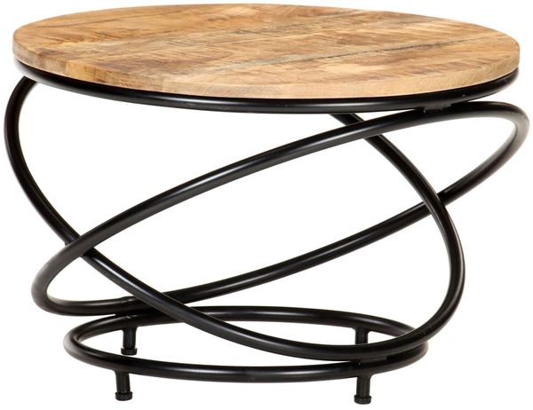vidaXL Couchtisch Schwarz 60x60x40 cm Raues Mango-Massivholz 321935