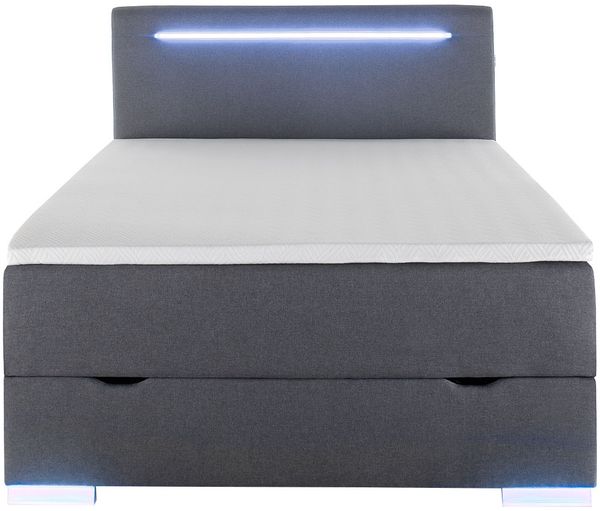 Boxspringbett Las Vegas ll / Las Vegas II, Webstoff, Schwarz, 143 x 110 x 209 cm