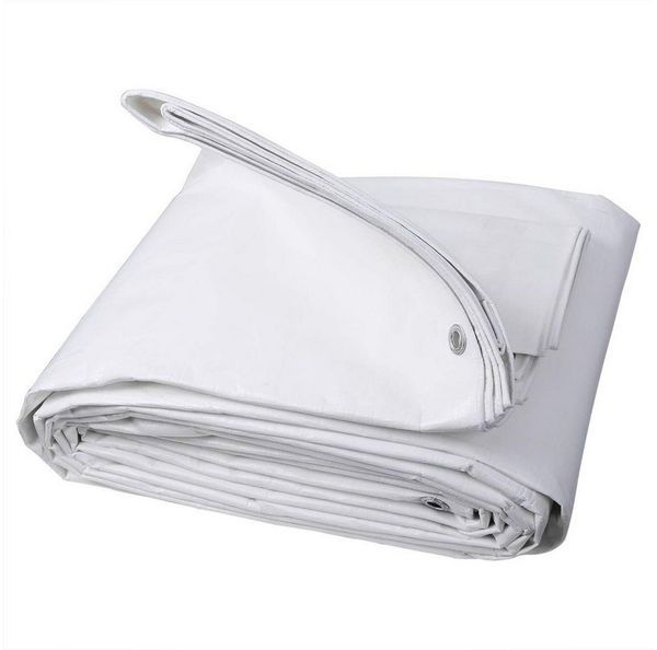 Woltu Pool-Abdeckplane, PE Gewebeplane mit Ösen 180g/m² weiß