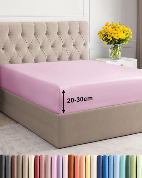 Spannbettlaken 90x190 cm Rosa - 30cm (12") Tiefe Tasche - Premium Mikrofaser Spannbetttuch - Weich, Knitter- und Bügelfrei - Atmungsaktiv, Hypoallergen und Oeko-TEX Standard 100 Zertifiziert