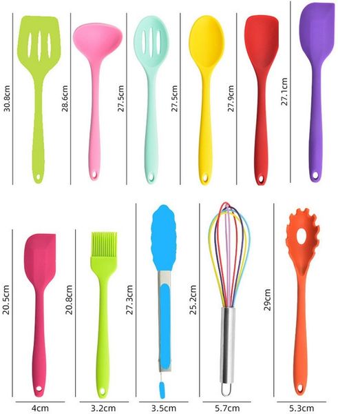 TUWENA Kochbesteck-Set Küchenhelfer Set, 12 teilig Silikon Kochutensilien Kochgeschirr (12-tlg), Gesund Antihaft Hitzebeständiger Kochbesteck Set mit Utensilienhalter