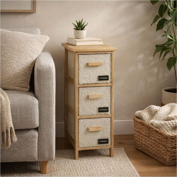 HTI-Living Kommode Kommode Melia schmal mit 3 Plüsch-Schubladen (Stück, 1 St, 1 Kommode)