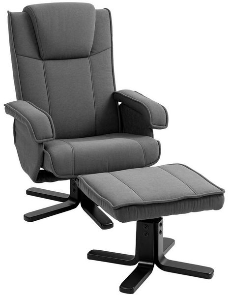 HOMCOM Relaxsessel mit Hocker Fernsehsessel mit Verstellbar Rückenlehne (Relaxsessel mit Hocker, 2-St, TV-Sessel), mit Samtoptik für Wohnzimmer, Dunkelgrau Bild 2