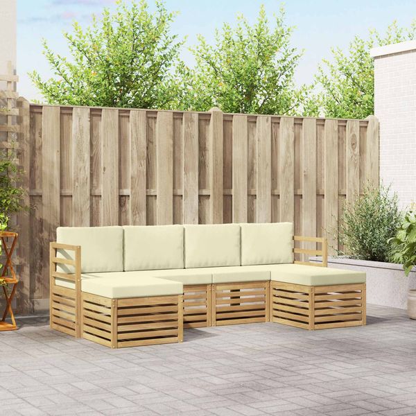 vidaXL Outdoor-Sofagarnitur 6 pcs Weiß und Creme 245 x 122,5 x 73 cm 3392255