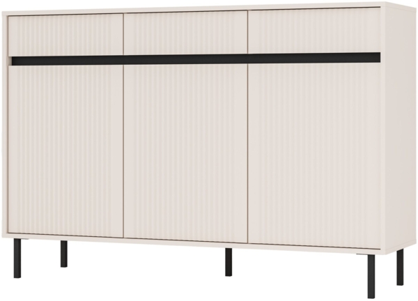 Selsey 'Osaka' Sideboard 3-türig mit drei Schubladen, sandbeige, ca. 100 x 149 x 40 cm