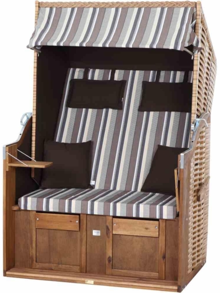 TRENDY BY DEVRIES Strandkorb Trend 10+, Stoff 741 PE natur, Akazie FSC 100%