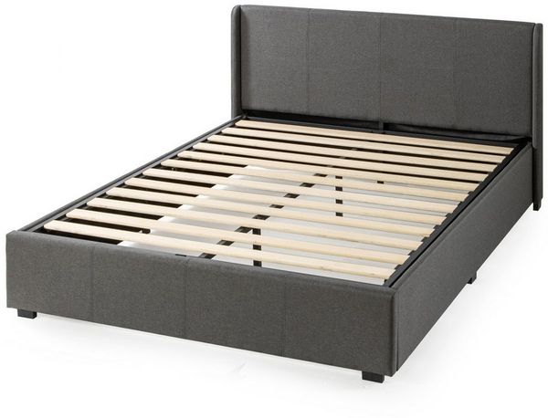 ZINUS Stauraumbett Maddon mit gepolstertem Kopfteil, 180x200 (Packung, 1-tlg, Bett, Dunkelgrau, 180x200 cm), Geeignet für kleine Räume