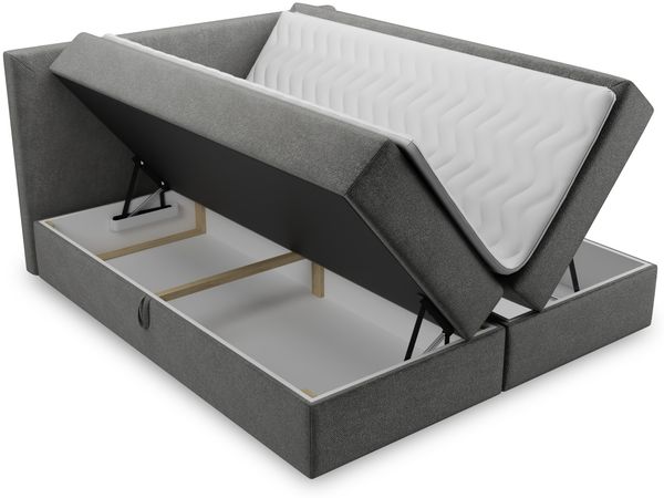 Boxspringbett Egro mit 2 Bettkästen und Zwei große Kissen - Doppelbett mit Bonell-Matratze und Topper, Polsterbett (Grau (Paros 05), 180 x 200 cm) Bild 3