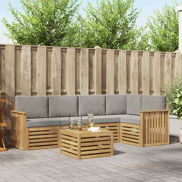 vidaXL Outdoor-Sofagarnitur 6 pcs Weiß und Hellgrau 59 x 59 x 37 cm 3391871