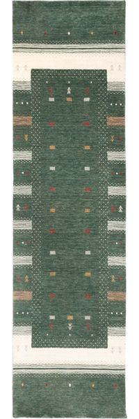 Gabbeh Teppich - Loribaft Softy - Aurora Flair 300 x 80 cm - grün - läufer
