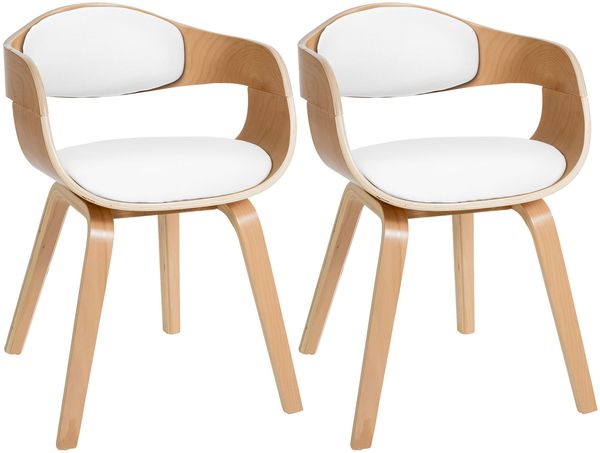 CLP 2er Set Stühle Kingston Kunstleder Mit Holzgestell,natura/weiß