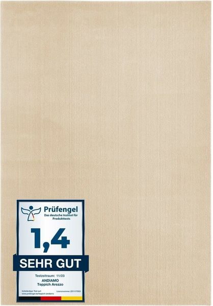 Andiamo Teppich Arezzo, rechteckig, Höhe: 16 mm, Uni Farben, weicher Flor, waschbar, ideal im Wohnzimmer & Schlafzimmer