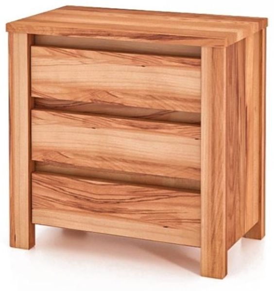 Nachttisch Tinci 3 Kernbuche massiv mit 3 Schubladen B 51 x H 51 x T 30 cm