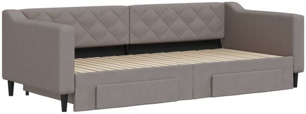 vidaXL Tagesbett Ausziehbar mit Schubladen Taupe 90x200 cm Stoff 3197465 Bild 3