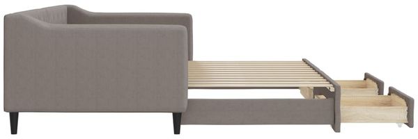 vidaXL Tagesbett Ausziehbar mit Schubladen Taupe 90x200 cm Stoff 3197465 Bild 7