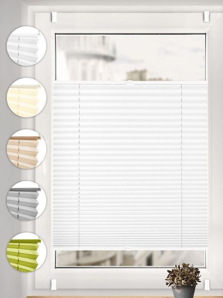 Sonello Plissee ohne Bohren Rollo Klemmfix für Fenster & Tür Lichtschutz, blickdicht, ohne Bohren, verspannt, Klemmfix, 25cm x 100cm Weiß Faltrollo, Easyfix, Sonnenschutzrollo, Jalousie