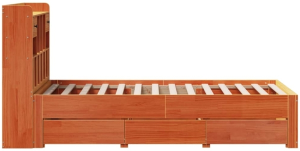 vidaXL Massivholzbett mit Regal ohne Matratze Wachsbraun 75x190 cm 3308986 Bild 9