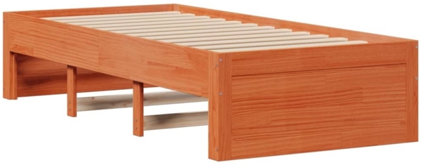vidaXL Massivholzbett mit Regal ohne Matratze Wachsbraun 75x190 cm 3308986 Bild 6