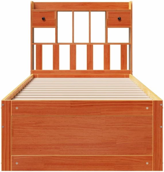 vidaXL Massivholzbett mit Regal ohne Matratze Wachsbraun 75x190 cm 3308986 Bild 3