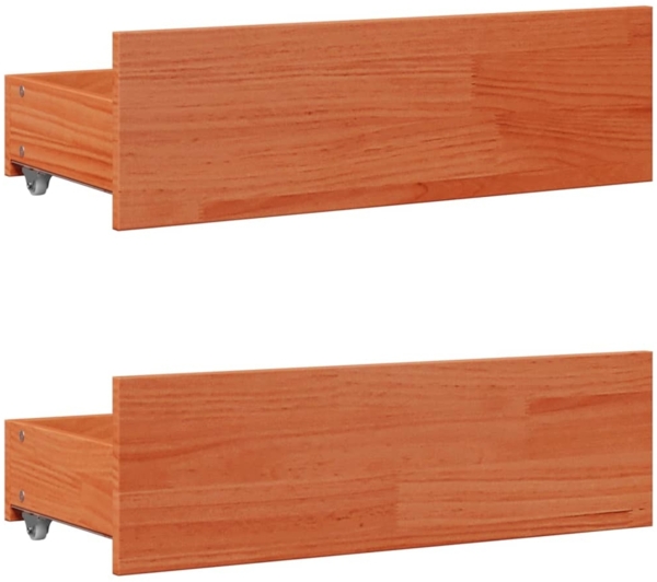 vidaXL Massivholzbett mit Regal ohne Matratze Wachsbraun 75x190 cm 3308986 Bild 8