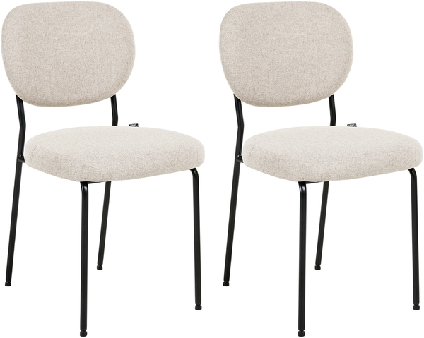 Esszimmerstuhl 2er Set LOLETA Stoff Hellbeige