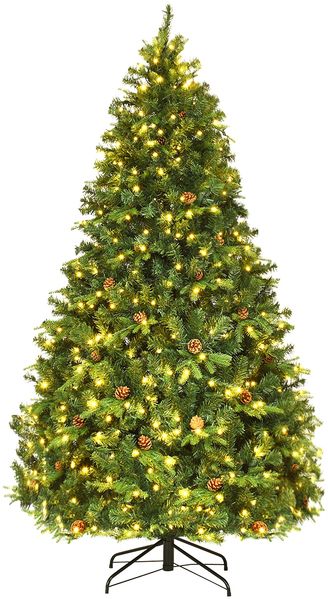 Künstlicher Tannenbaum mit LED-Lichterketten Weihnachtsbaum Christbaum 210/225/240 cm Grün-210 cm