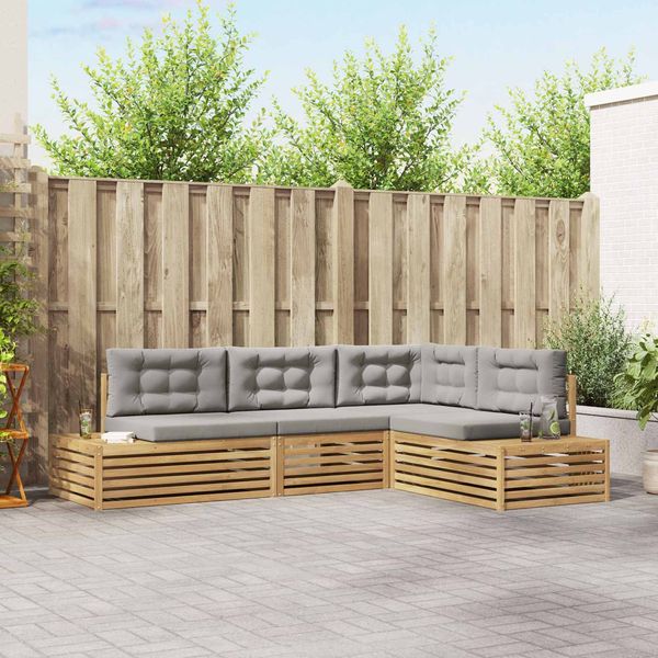 vidaXL 4 Stück Outdoor-Sofagarnitur Polyester Weiß 3391116