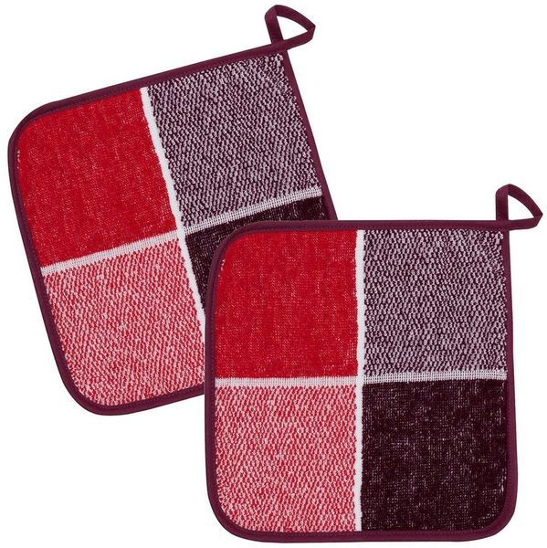 Kracht Topflappen Blockkaro, (Set, 2-tlg, 2-teilig), 2er Set Topflappen, Baumwoll Frottier, ca. 22x22 cm