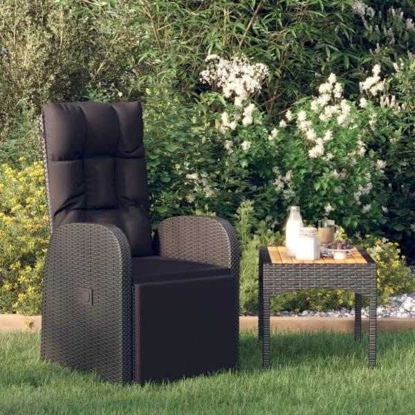 vidaXL Garten-Liegestuhl mit Auflage Poly Rattan Schwarz 46066