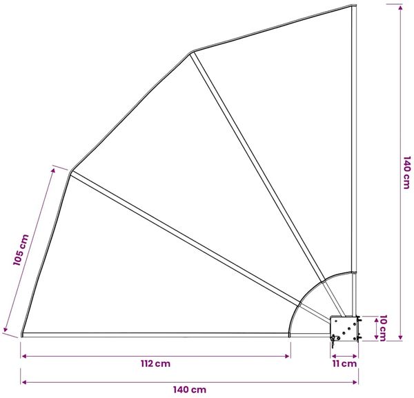 vidaXL Faltbarer Balkonfächer Grau 140×140 cm 41575 Bild 10