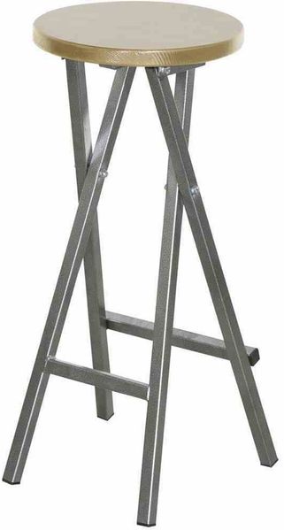 Barhocker klappbar mit Stahlgestell – Sitzhocker mit Kiefernholz Sitzfläche und pulverbeschichtetem Metallgestell