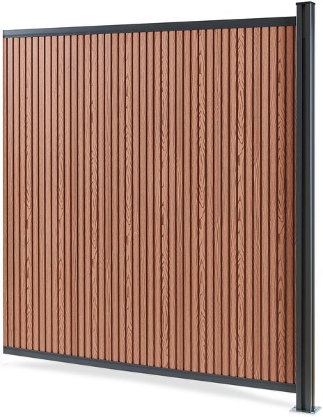 Gartenzaun Erweiterungsmodul Grassano mit 1 Pfosten 185x175 cm WPC Braun [neu. holz]