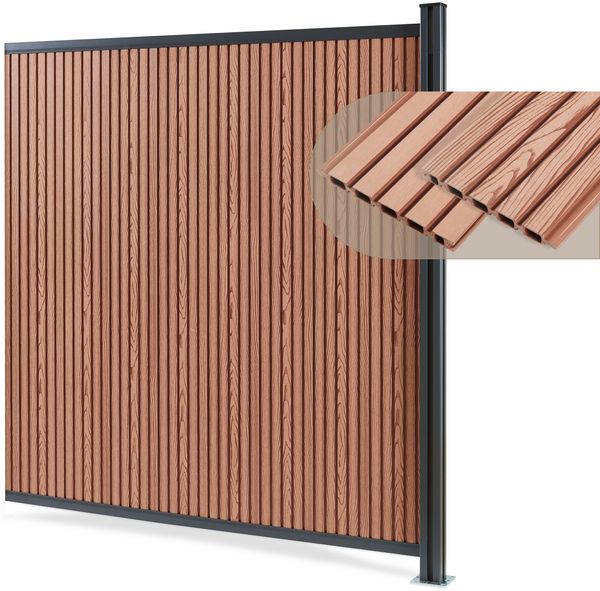 Gartenzaun Erweiterungsmodul Grassano mit 1 Pfosten 185x175 cm WPC Braun [neu. holz]