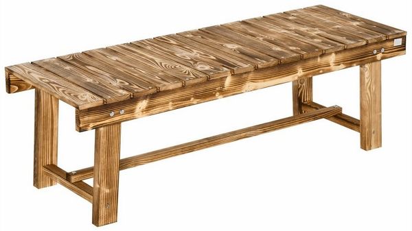 Outsunny Bank Sitzbank, Gartenmöbel, Rustikale Bank, Massivholz (2-Sitzer Holzbank, 1-St, Gartenbank), Dunkelbraun, 110 x 38 x 35 cm