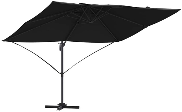 vidaXL Ampelschirm Roma Schwarz und Schwarz 352 x 251 x 260 cm 42003347