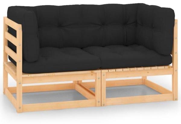 vidaXL Garten-Ecksofas mit Kissen 2 Stk. Massivholz Kiefer 3083726