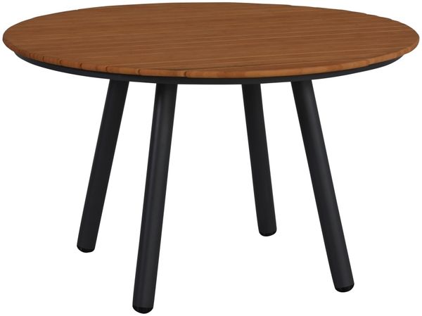 Gartenesstisch Bam Bo von Brafab aus Aluminium und Bambus, modern, rund, anthrazit natur, für 4–5 Personen