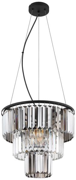 LED Hängeleuchte, 3 Flammig, Kristalle Glas, klar rauch, D 40 cm