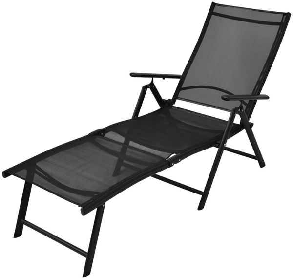 vidaXL Sonnenliege Klappbar Aluminium Schwarz 41741