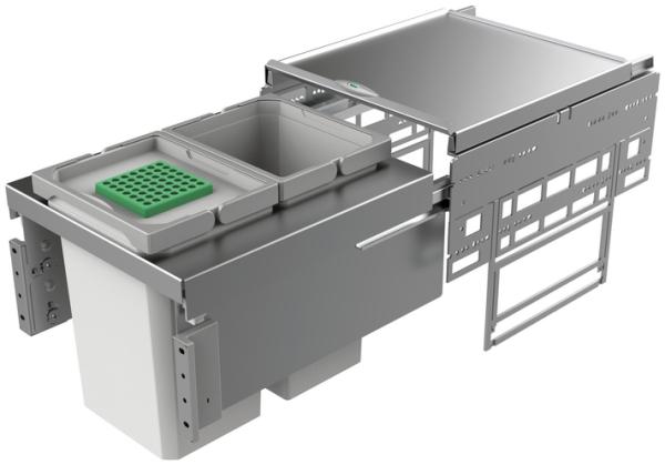 NABER Abfallsorter 20 (2x10) Liter COX® BASE 360 S/400-2 hellgrau ohne Biodeckel, ab 40 cm Schrankbreite