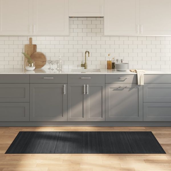vidaXL Teppich Rechteckig Grau 80x200 cm Bambus 376910