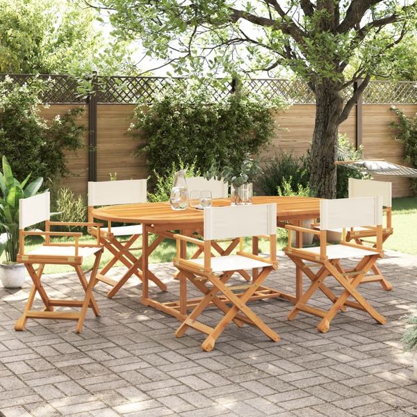 vidaXL Klappbare Gartenstühle 6 Stk. Cremeweiß Stoff 3208911