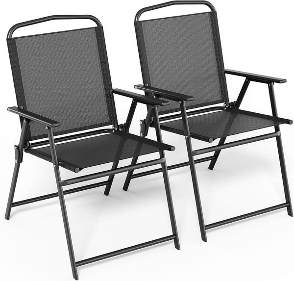 TLGREEN Klappstuhl Eisen-Gartenstuhl,Campingstuhl aus Texteline-Gewebe, (2 St), Bis 120kg,für Garten, Terrasse, Balkon und Camping