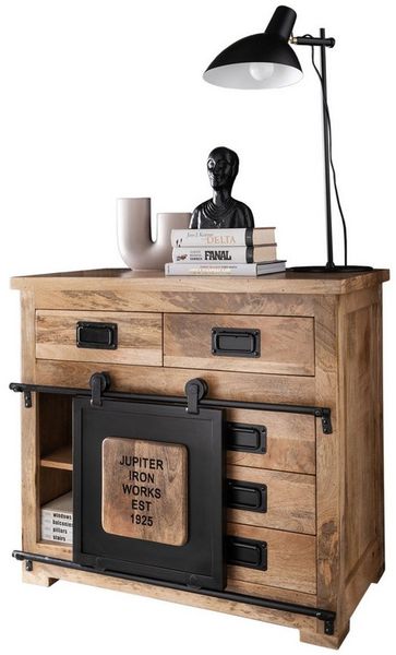 More2Home Sideboard Kommode MARK Nr. 2-MT, Mango massiv/Metall schwarz, 90 cm breit