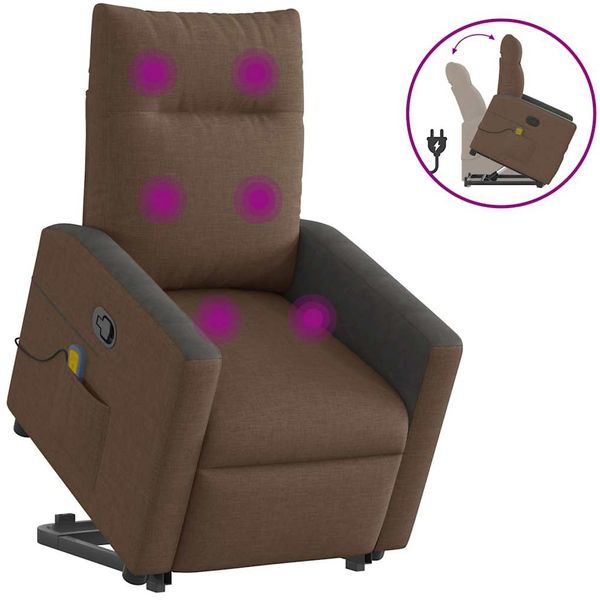 vidaXL Massagesessel mit Aufstehhilfe Braun Stoff 3324062 Bild 2
